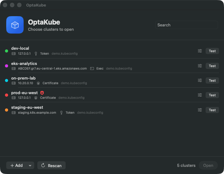 OptaKube screenshot 1